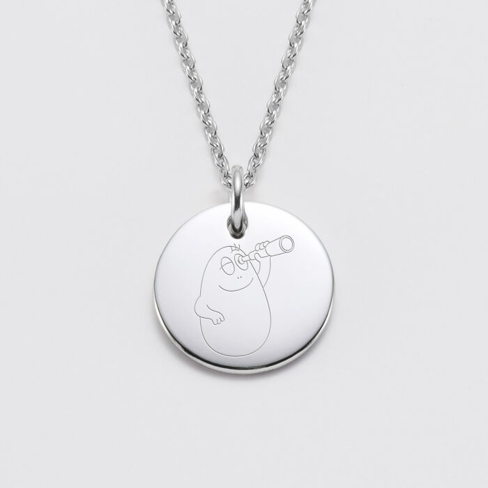 Pendentif homme personnalisé médaille gravée acier 20 mm - Happybulle x Barbapapa - activité
