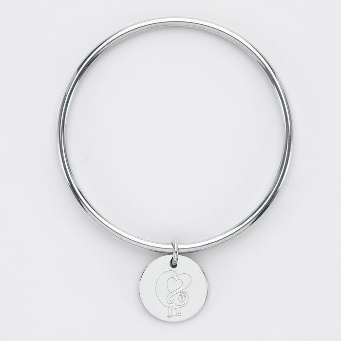Bracelet jonc personnalisé médaille gravée acier 20 mm - HappyBulle x Barbapapa - personnage