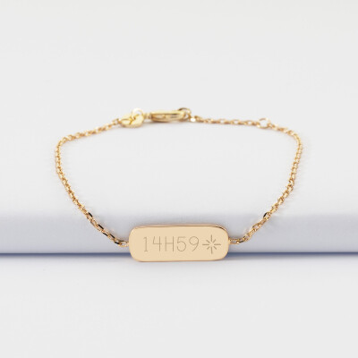 Bracelet chaine enfant personnalisé médaille gravée plaqué or plaque 20x8 mm - HappyBulle x Capucine - étoile 1