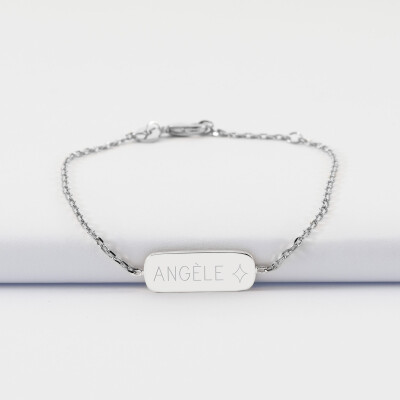 Bracelet chaine enfant personnalisé médaille gravée argent plaque 20x8 mm - HappyBulle x Capucine - étoile 1