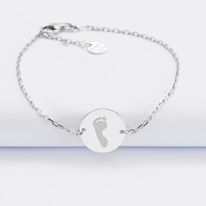 Bracelet enfant chaine personnalisé médaille gravée argent 2 trous 15 mm - empreinte bis