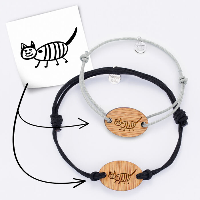 Duo de bracelets personnalisés médailles gravées bois ovale 25x17 mm - tutoriel