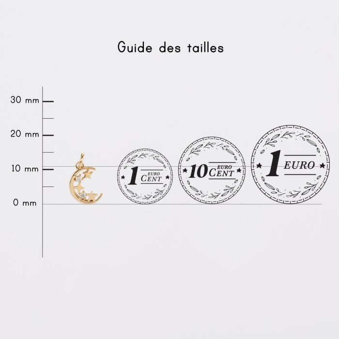 Breloque lune scintillante plaqué or 11 mm