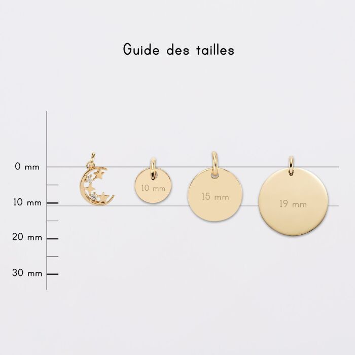 Breloque lune scintillante plaqué or 11 mm