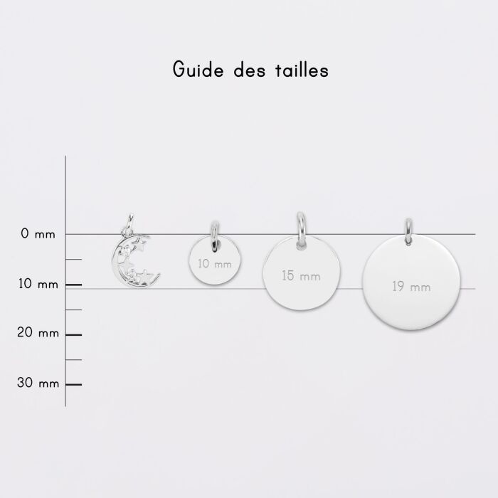 Breloque lune scintillante argent 11 mm - zircons