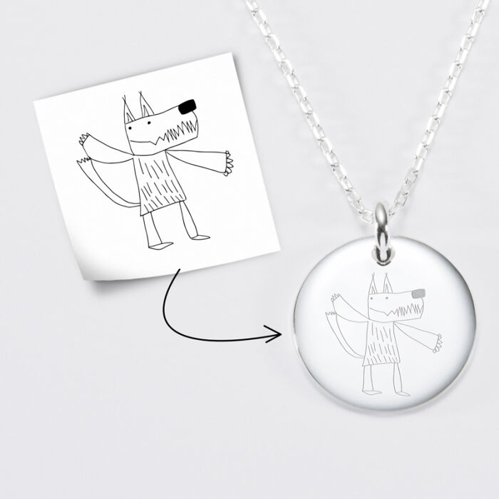 Pendentif homme personnalisé médaille bombée gravée argent 20 mm - tutoriel