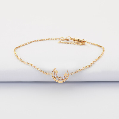 Bracelet chaîne lune scintillante plaqué or - HappyBulle x Capucine - bijou