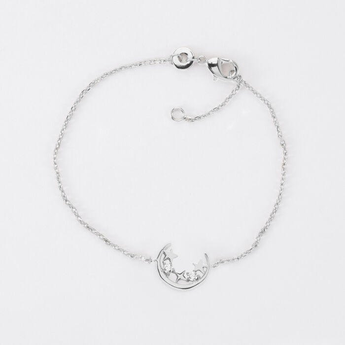 Bracelet chaîne lune scintillante argent - HappyBulle x Capucine - zircons