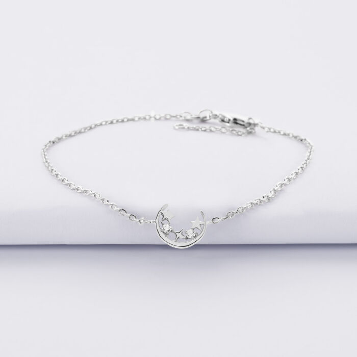 Bracelet chaîne lune scintillante argent - HappyBulle x Capucine - bijou