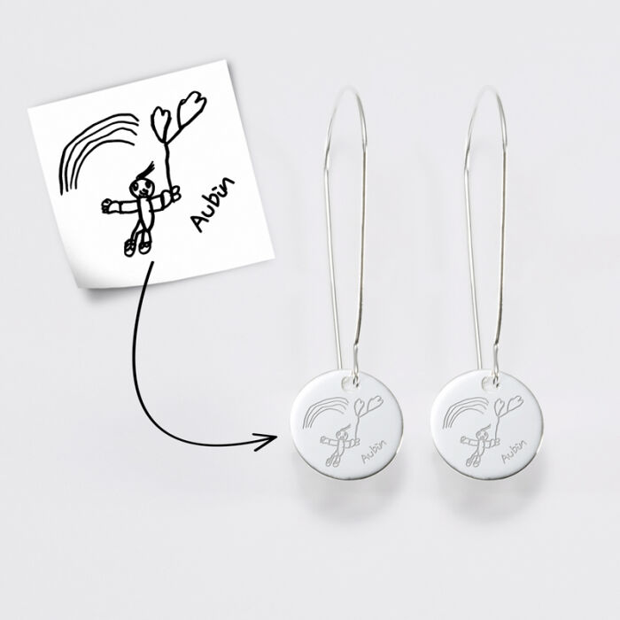 Boucles d'oreilles longues personnalisées gravées argent 15 mm - tutoriel