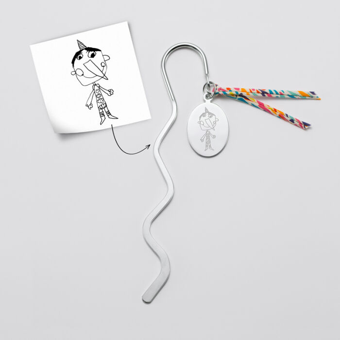 Marque page acier personnalisé médaille gravée ovale 33x25 et Liberty - tutoriel