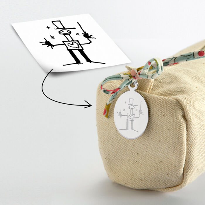 Trousse en coton avec noeud Liberty et médaille acier personnalisée tutoriel