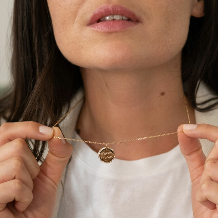 Personalised Engraved Gold-Plated Sparkle Edge Pendant 16 mm