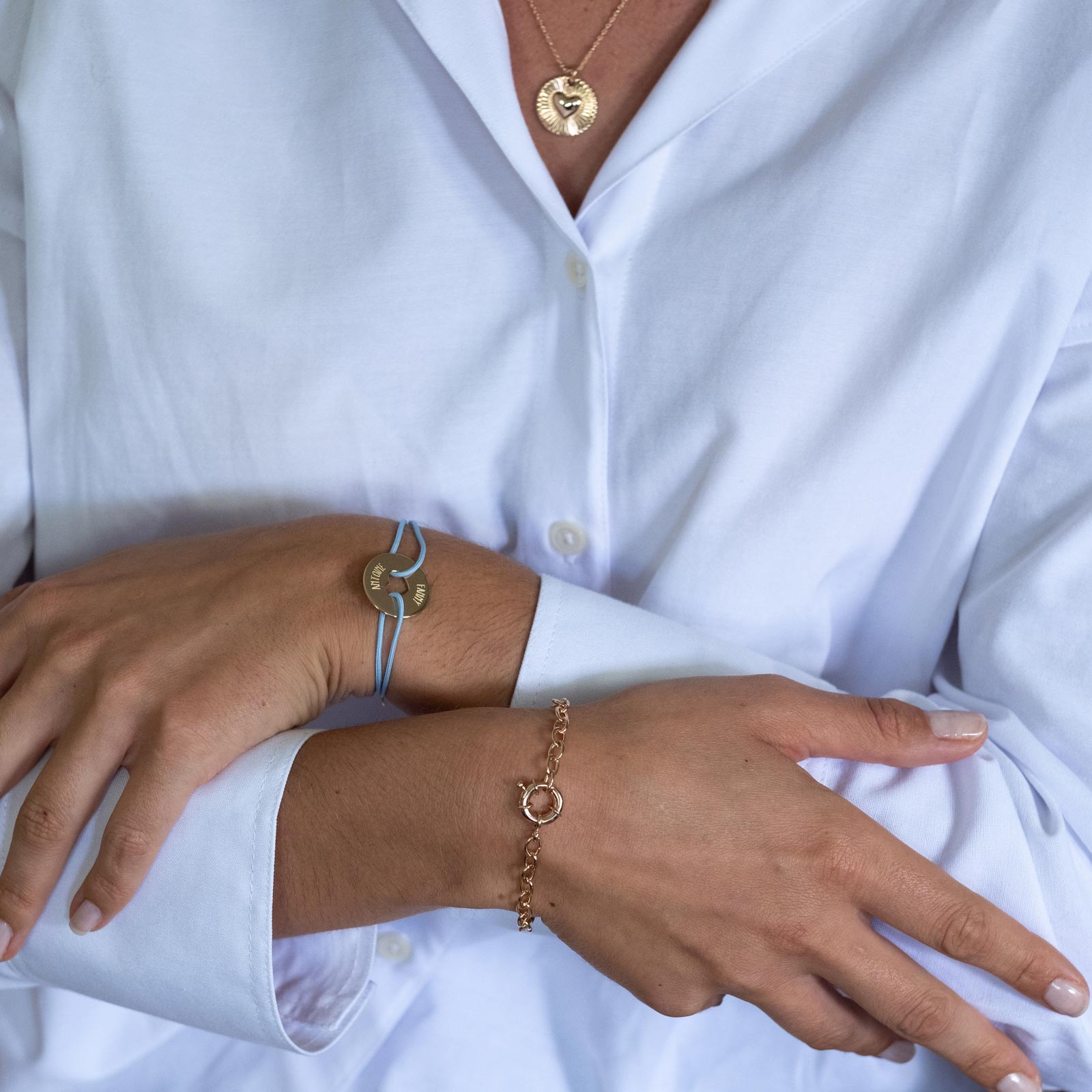 Bracelet personnalisable couple tressé coeur pierre ajustable prénom argent