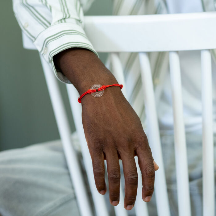 Bracelet homme personnalisé cordon double médaille gravée acrylique cible 21 mm - texte