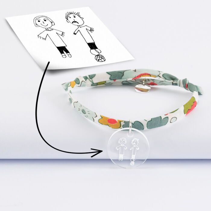 Bracelet Liberty personnalisé médaille gravée acrylique dormeuse ronde 20 mm - tutoriel