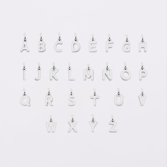 Pendentif cercle scintillant blanc personnalisé médaille argent lettre initiale 5 mm - bijou