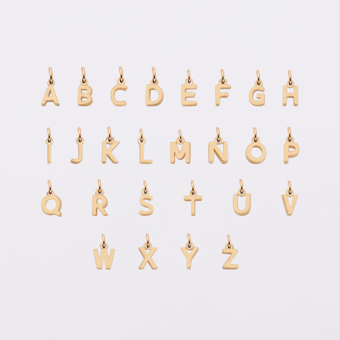 Pendentif cercle scintillant blanc personnalisé médaille plaqué or lettre initiale 5 mm - bijou