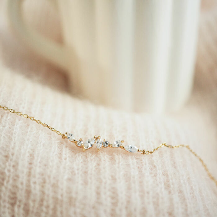 Duo bracelets personnalisés chaine barrette scintillante et médaille gravée plaqué or 2 trous 15 mm - zirconium