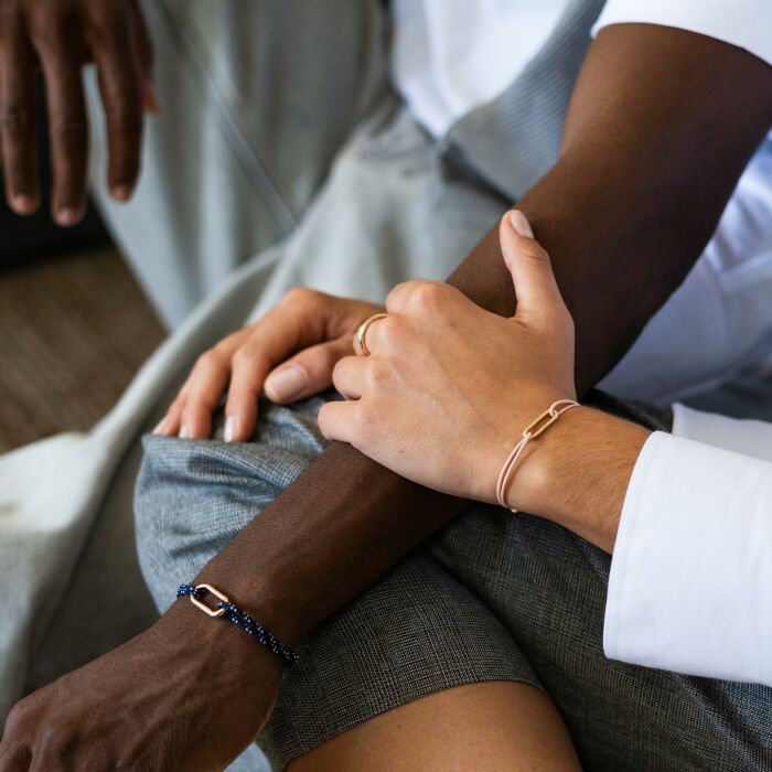 Cord Bracelet with Gold-Plated Oval Link
