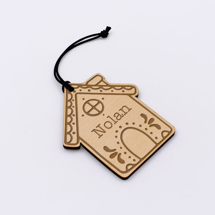 Décoration de Noël personnalisée bois gravé Maison pain d'épice - Nolan