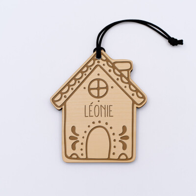 Décoration de Noël personnalisée bois gravé Maison pain d'épice - Léonie