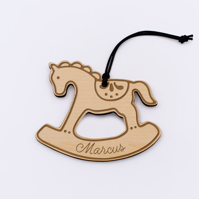Décoration de Noël personnalisée bois gravé "Cheval à bascule" - Marcus