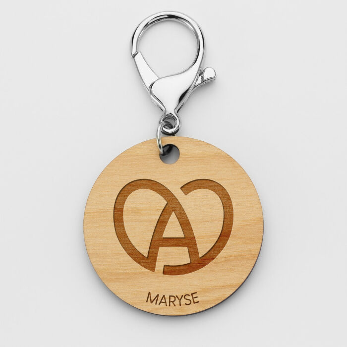 Porte-clés personnalisé "Blason Région" gravé bois médaille ronde 50 mm - Alsace