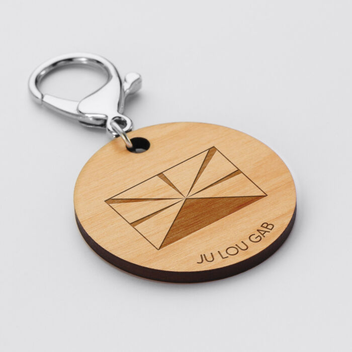 Porte-clés personnalisé "Blason Région" gravé bois médaille ronde 50 mm - Réunion
