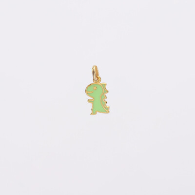 Breloque dinosaure email et plaqué or 12 mm