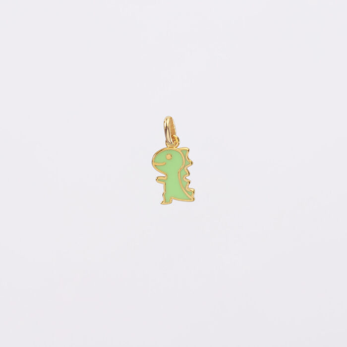 Breloque dinosaure email et plaqué or 12 mm