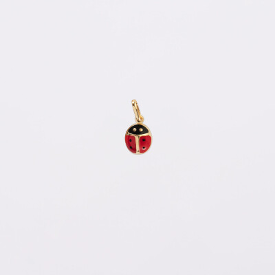 Breloque coccinelle email et plaqué or 8 mm