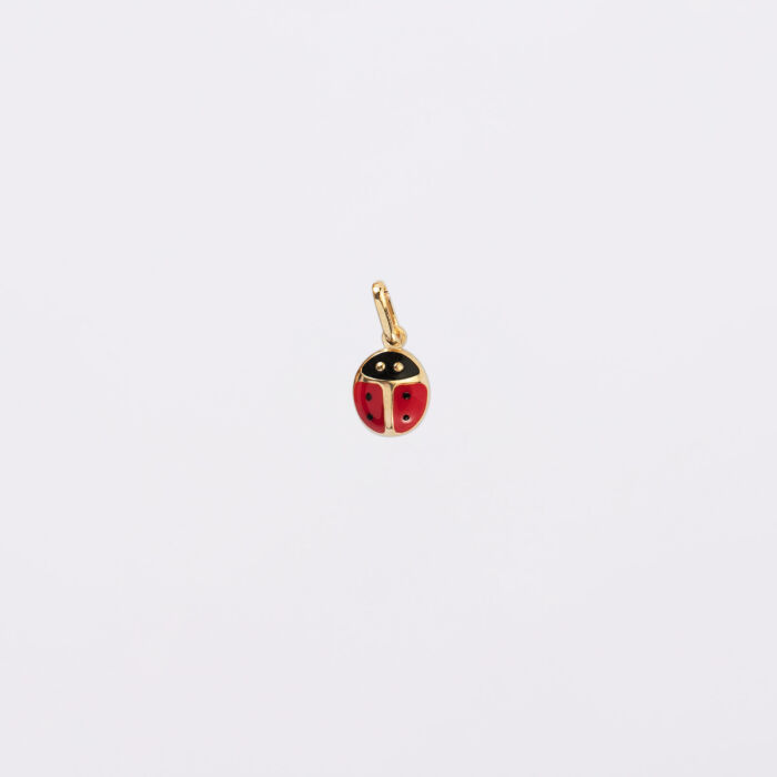 Breloque coccinelle email et plaqué or 8 mm