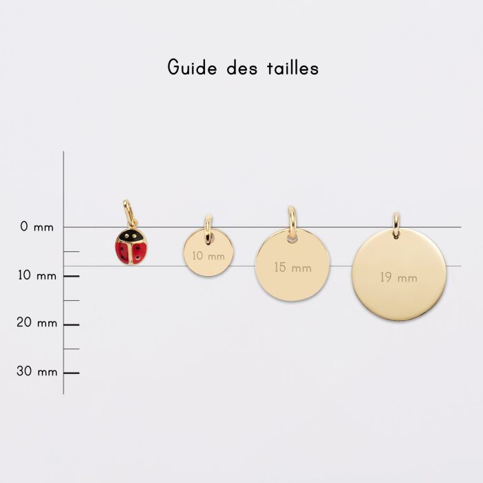 Breloque coccinelle email et plaqué or 8 mm - guide des tailles médailles
