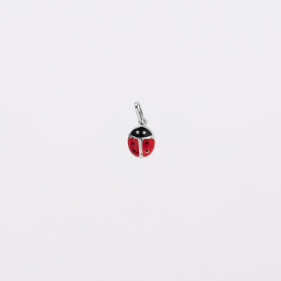 Breloque coccinelle email et argent 8 mm