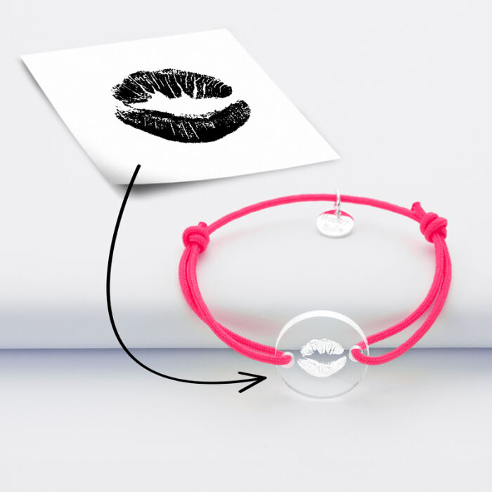 Bracelet enfant personnalisé "bisou" médaille gravée acrylique ronde 2 trous 17 mm - tutoriel