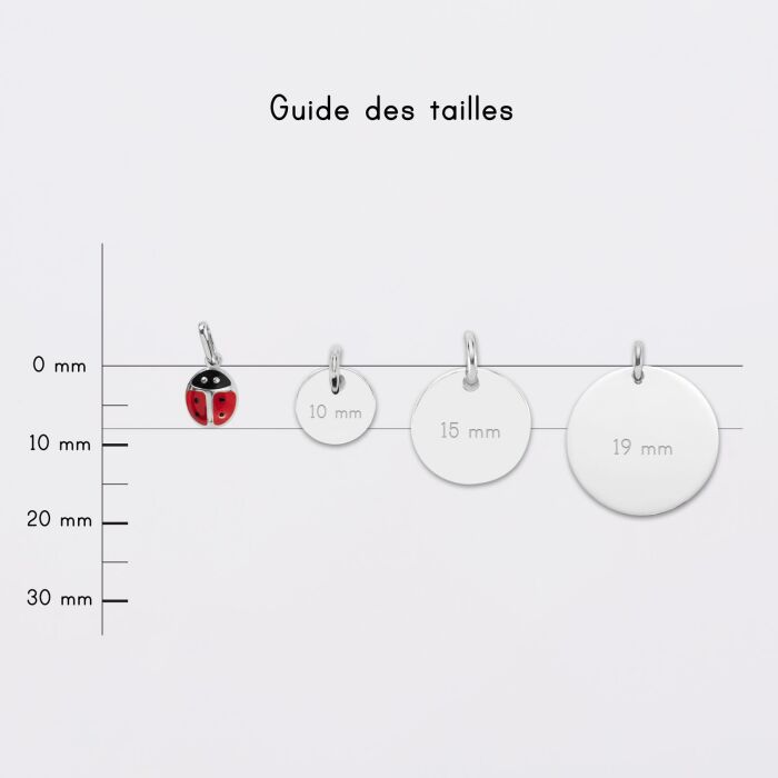 Breloque coccinelle email et argent 8 mm - guide des tailles médailles