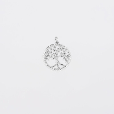 Breloque arbre de vie contour torsadé argent 16 mm