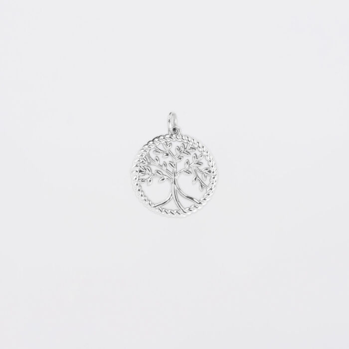 Breloque arbre de vie contour torsadé argent 16 mm