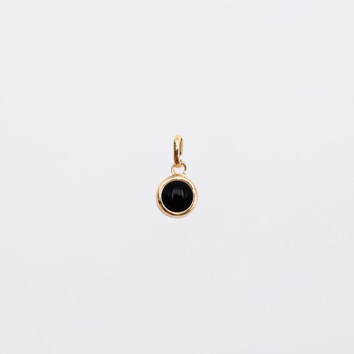 Breloque pierre naturelle et plaqué or 8 mm - agate noire