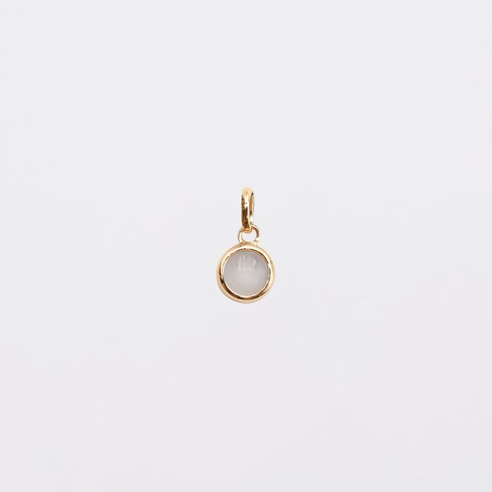 Breloque pierre naturelle et plaqué or 8 mm - pierre de lune