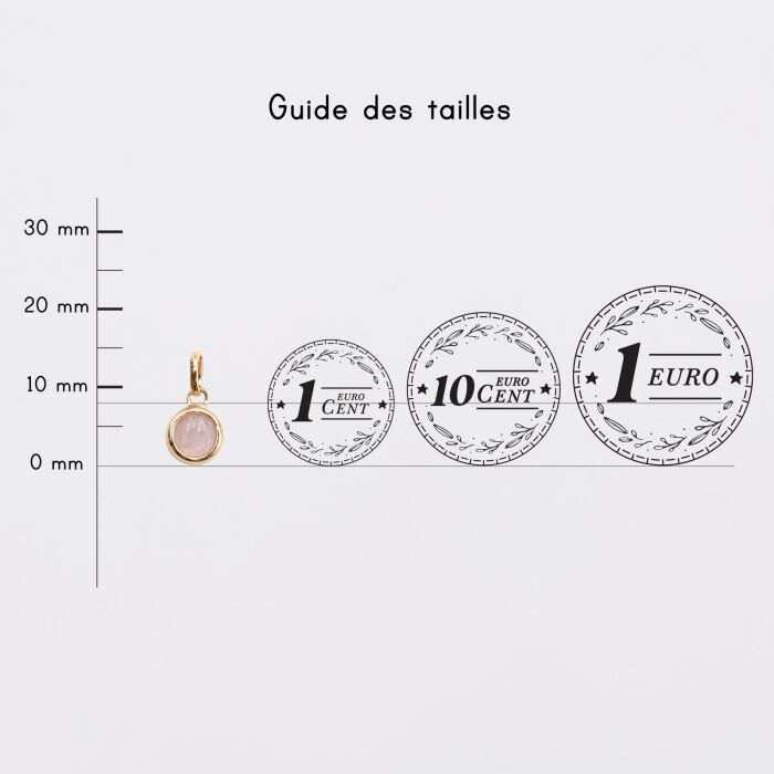 Breloque pierre naturelle et plaqué or 8 mm - guide des tailles