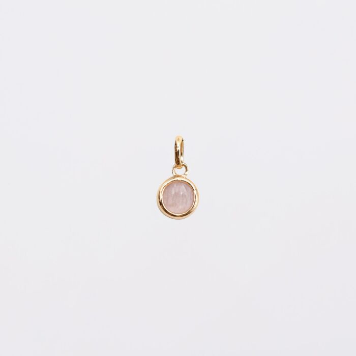 Breloque pierre naturelle et plaqué or 8 mm - quartz rose