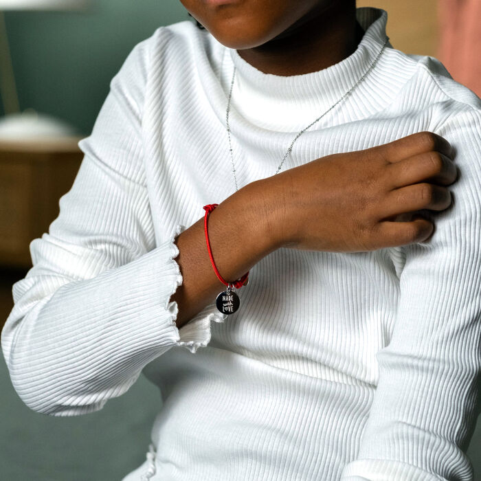 Personalised children's engraved silver medallion bracelet 15mm