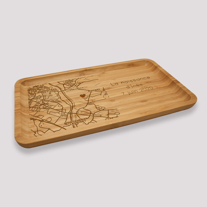 "Geo Map" Personalised Engraved Wooden Tray