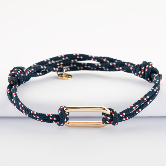 Bracelet homme cordage marin double maillon plaqué or 25x12 mm