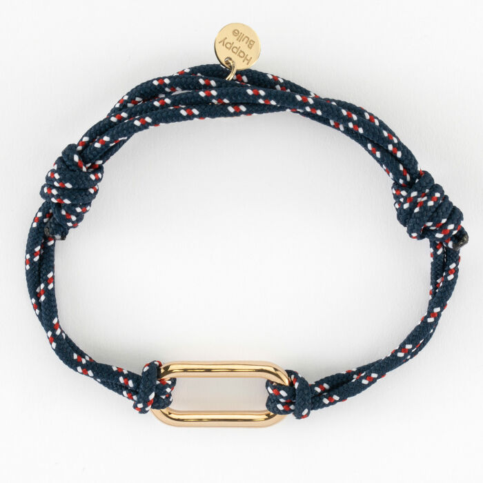 Bracelet homme cordage marin double maillon plaqué or 25x12 mm - plat