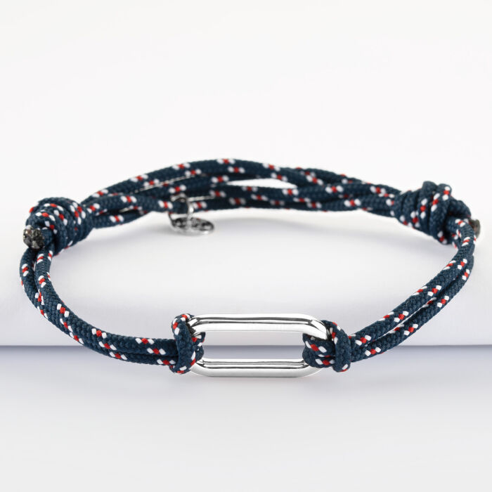 Bracelet homme cordage marin double maillon argent 25x12 mm