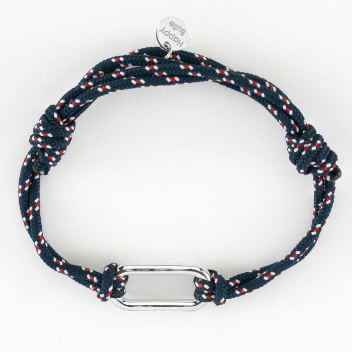 Bracelet homme cordage marin double maillon argent 25x12 mm - plat