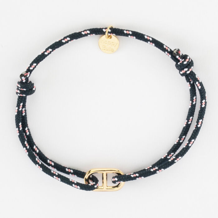 Bracelet homme cordage marin simple maille marine plaqué or 25x12 mm - plat